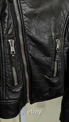 Balenciaga 2008 Plush Black Leather Moto Jacket 38 France Nicolas Ghesquiere