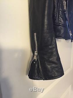 Balenciaga Authentic Black Leather Moto Jacket Size 44