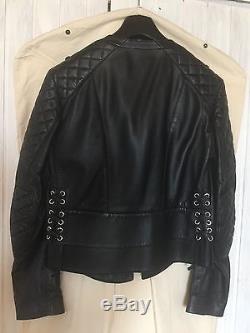 Balenciaga Black Quilted Motorcycle Leather Jacket Size 40