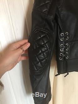 Balenciaga Black Quilted Motorcycle Leather Jacket Size 40