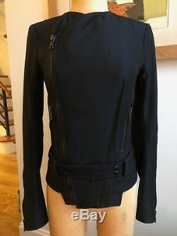 Balenciaga Black wool fitted moto biker jacket- sz 38 Ghesquiere