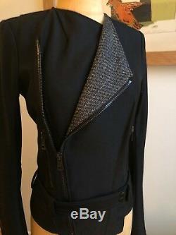 Balenciaga Black wool fitted moto biker jacket- sz 38 Ghesquiere