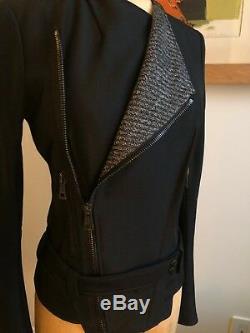 Balenciaga Black wool fitted moto biker jacket- sz 38 Ghesquiere