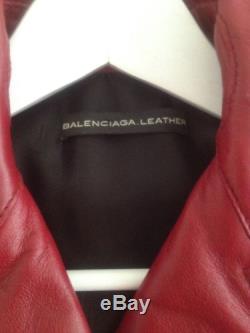 Balenciaga Cranberry Red Moto Biker Jacket Leather Size EU 38