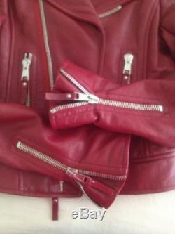 Balenciaga Cranberry Red Moto Biker Jacket Leather Size EU 38