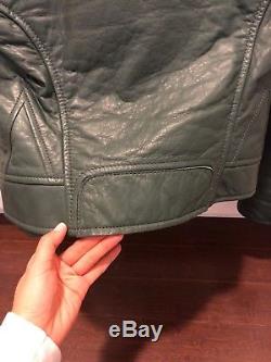 Balenciaga Leather Motocycle Jacket Size 36 Small Green