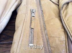 Balenciaga Moto Jacket Leather Classic 2009 Beige Sz 34 100% Authentic