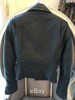 Balenciaga Moto Leather Jacket Blue Gray Slate Sz36 Celeb favorite, MUST SEE