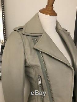 Balenciaga Moto Leather Jacket Gray 36