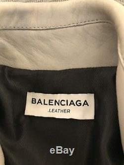 Balenciaga Moto Leather Jacket Gray 36