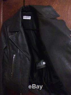 Balenciaga Paris Grey Leather Motorcycle Jacket Size 38 Unworn with tags Women's