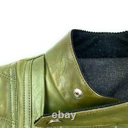 Bally Switzerland Distressed Italy Avocado Calf Leather Moto Jacket Men Sz 50 L