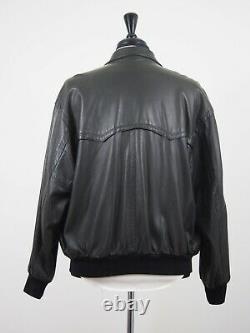 Bally Vintage Vtg Black Leather Zipper Motorcycle Moto Bomber Jacket 40 / M