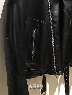 Balmain Iconic Black Lambskin Biker Jacket size 52