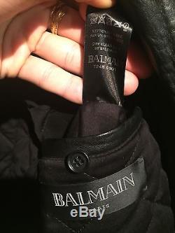 Balmain Paris Mens Black Leather Moto Jacket Lined $5100 Saint Laurent Givenchy
