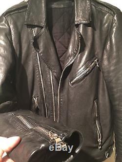 Balmain Paris Mens Black Leather Moto Jacket Lined $5100 Saint Laurent Givenchy