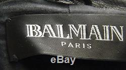 Balmain Women's Black Leather Silver Studded Motorcycle Jacket Sz 42/10 France