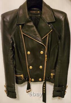 Balmain x H&M Leather Biker Motorcycle Jacket Rare US 6 EUR 36