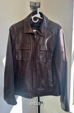 Banana Republic Leather Jacket Motorcycle Bomber Espresso Brown, M, Pre Owned