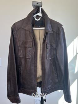 Banana Republic Leather Jacket Motorcycle Bomber Espresso Brown, M, Pre Owned