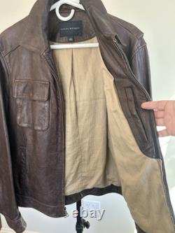 Banana Republic Leather Jacket Motorcycle Bomber Espresso Brown, M, Pre Owned