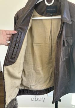 Banana Republic Leather Jacket Motorcycle Bomber Espresso Brown, M, Pre Owned