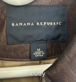 Banana Republic Leather Jacket Motorcycle Bomber Espresso Brown, M, Pre Owned
