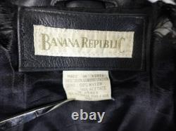 Banana Republic Men's Black Leather Jacket Size 38 Korea Made Vintage Bomber