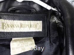 Banana Republic Men's Black Leather Jacket Size 38 Korea Made Vintage Bomber