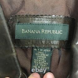 Banana Republic Men's Brown Leather Button Back Casual Coat CAFE RACER Jacket L