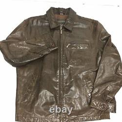 Banana Republic Men's Brown Leather Button Back Casual Coat CAFE RACER Jacket L