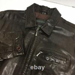 Banana Republic Men's Brown Leather Button Back Casual Coat CAFE RACER Jacket L