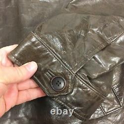 Banana Republic Men's Brown Leather Button Back Casual Coat CAFE RACER Jacket L