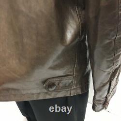 Banana Republic Men's Brown Leather Button Back Casual Coat CAFE RACER Jacket L