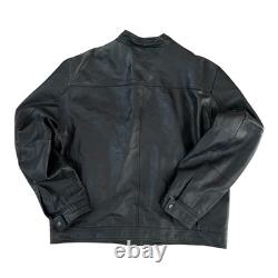 Banana Republic Vintage Motorcycle Riding Zipper Black Leather Jacket Mens Sz XL