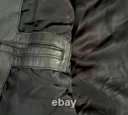 Banana Republic Vintage Motorcycle Riding Zipper Black Leather Jacket Mens Sz XL