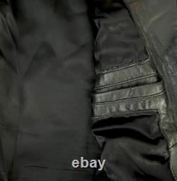 Banana Republic Vintage Motorcycle Riding Zipper Black Leather Jacket Mens Sz XL