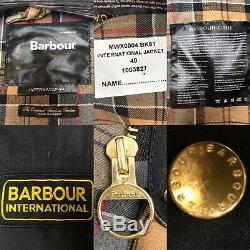 Barbour International Jacket Original A7 Black Waxed Cotton Wax Biker 40 L Large