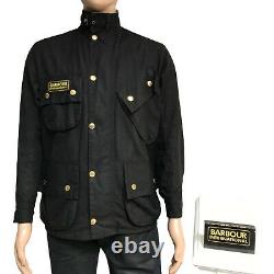 Barbour International Original Men's Waxed Wax Jacket Black A7 Biker 34 XXS XS