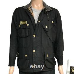 Barbour International Original Men's Waxed Wax Jacket Black A7 Biker 34 XXS XS