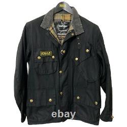 Barbour International Original Men's Waxed Wax Jacket Black A7 Biker 34 XXS XS