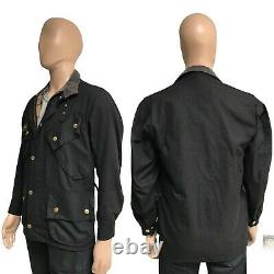 Barbour International Original Men's Waxed Wax Jacket Black A7 Biker 34 XXS XS