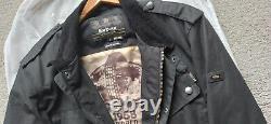 Barbour International Saxony Waxed Cotton Motorcycle Jacket Mens Large Black