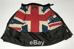 Barbour International Union Jack Waxed Wax Jacket Black Mens Biker M Medium