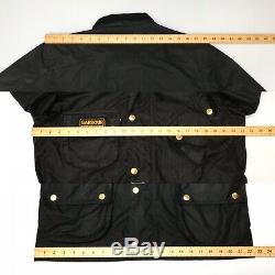 Barbour International Union Jack Waxed Wax Jacket Black Mens Biker M Medium