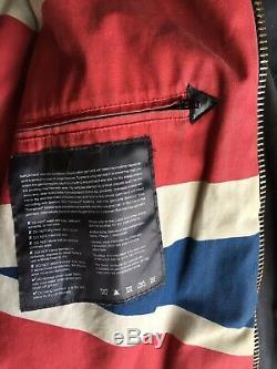 Barbour International Wax Jacket Union Jack Made England Mens Medium Black Vgc
