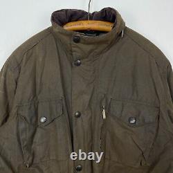 Barbour Sapper Wax Jacket Men's Large Green Waxed Biker Motorcycle Utility Coat