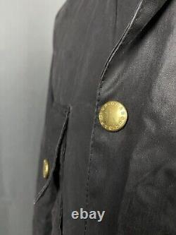 Barbour Vintage Men's Black Waxed Belted Motorcycle Jacket Size L-XL