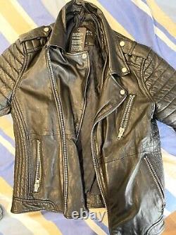 Barney's quilted real leather biker jacket