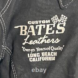 Bates California Custom Leathers Canvas Black Motorcycle Biker Jacket Mens Large